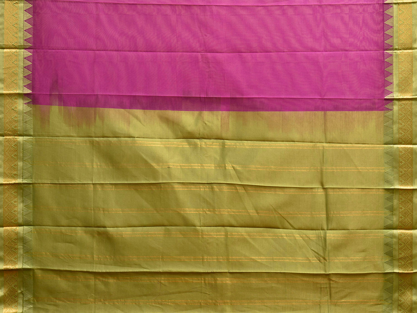 Purple and Green Gadwal Cotton Viscose Plain Saree with Contrast Pallu Design No Blouse g0514