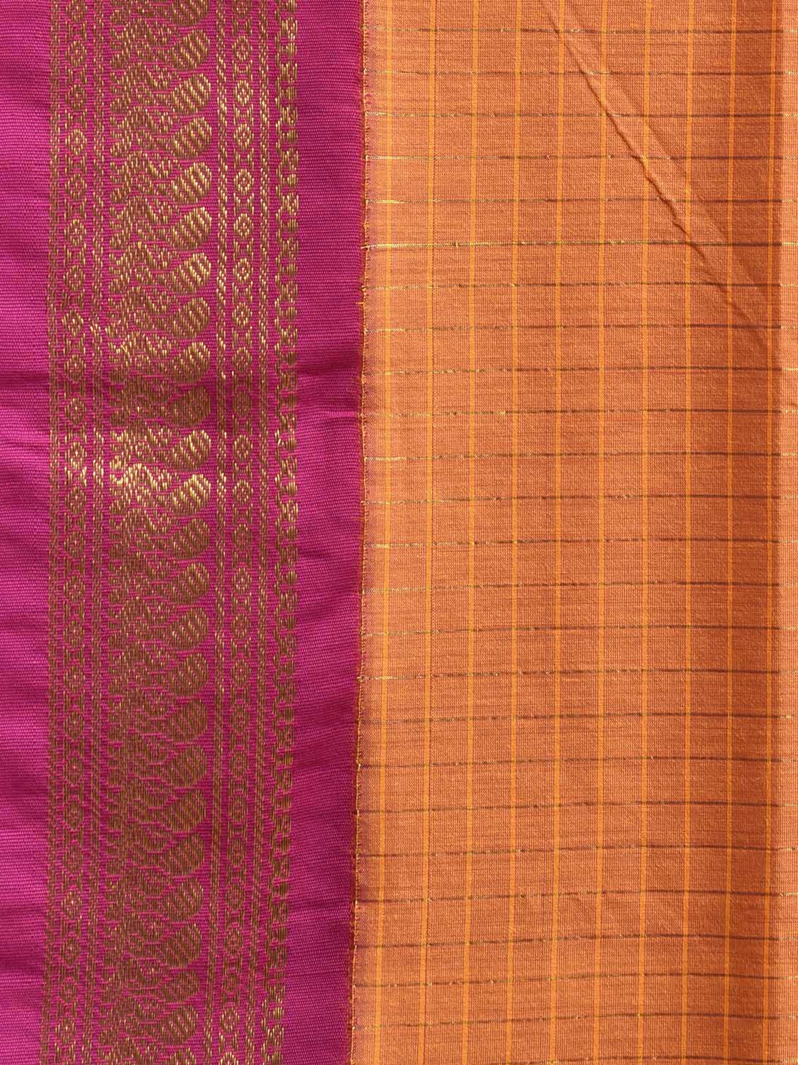 Orange and Pink Gadwal Cotton Viscose Saree with Checks and Pallu Design g0526
