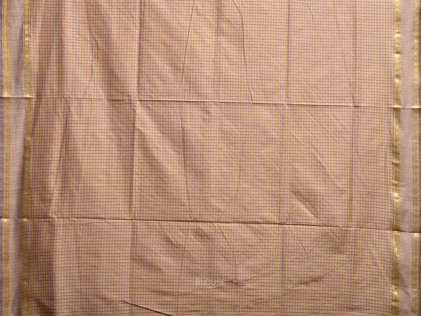 Cream Gadwal Cotton Viscose Saree with Checks and Strips Pallu Design g0531