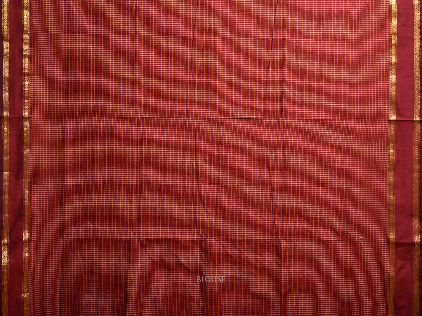 Maroon Gadwal Cotton Viscose Saree with Checks and Strips Pallu Design g0533