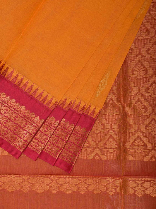 Yellow and Pink Gadwal Cotton Viscose Saree with Border and Pallu Design g0534