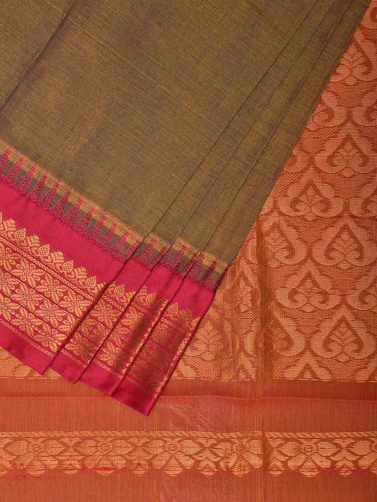 Green and Pink Gadwal Cotton Viscose Saree with Border and Pallu Design g0536