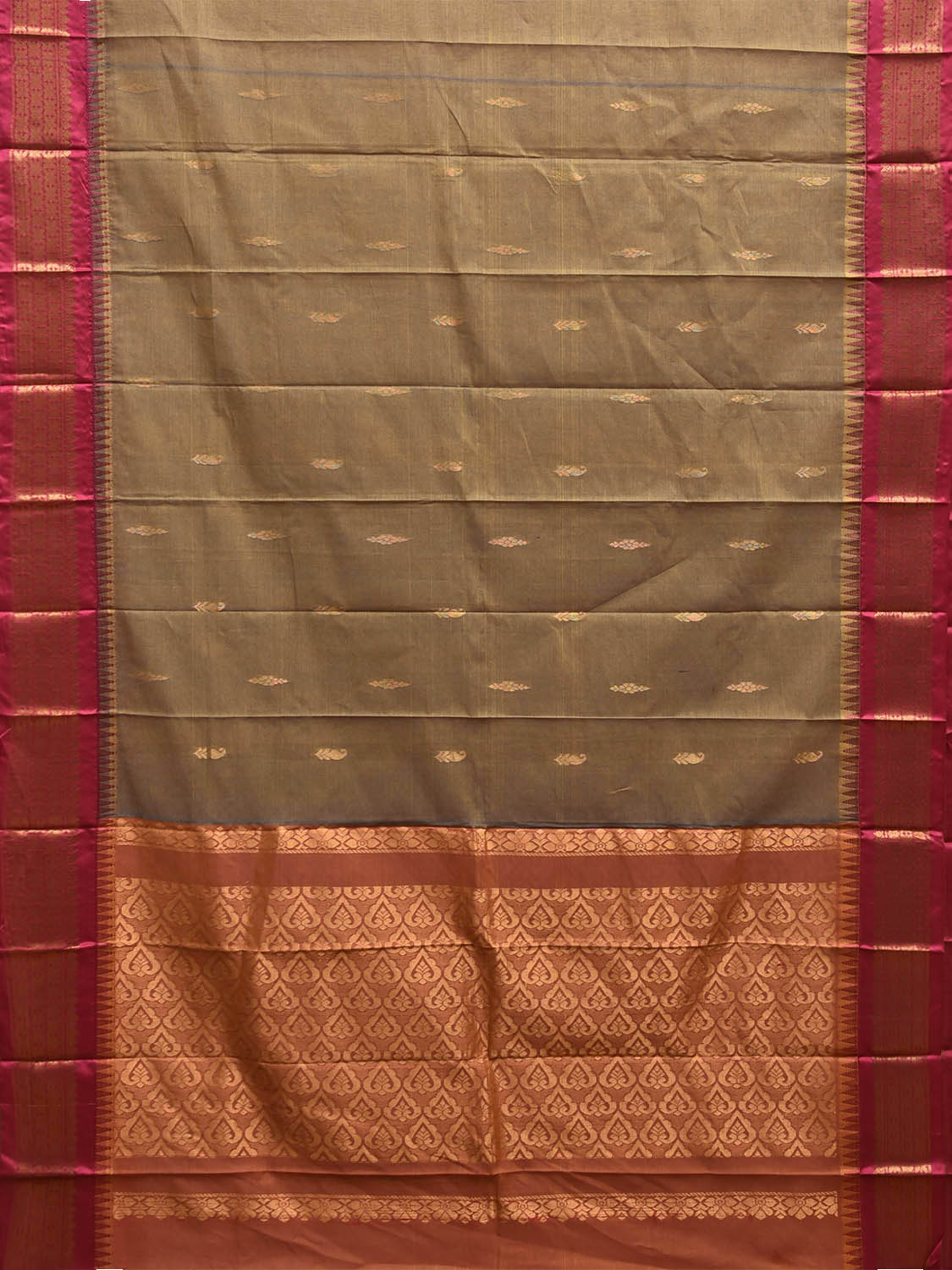 Green and Pink Gadwal Cotton Viscose Saree with Border and Pallu Design g0536