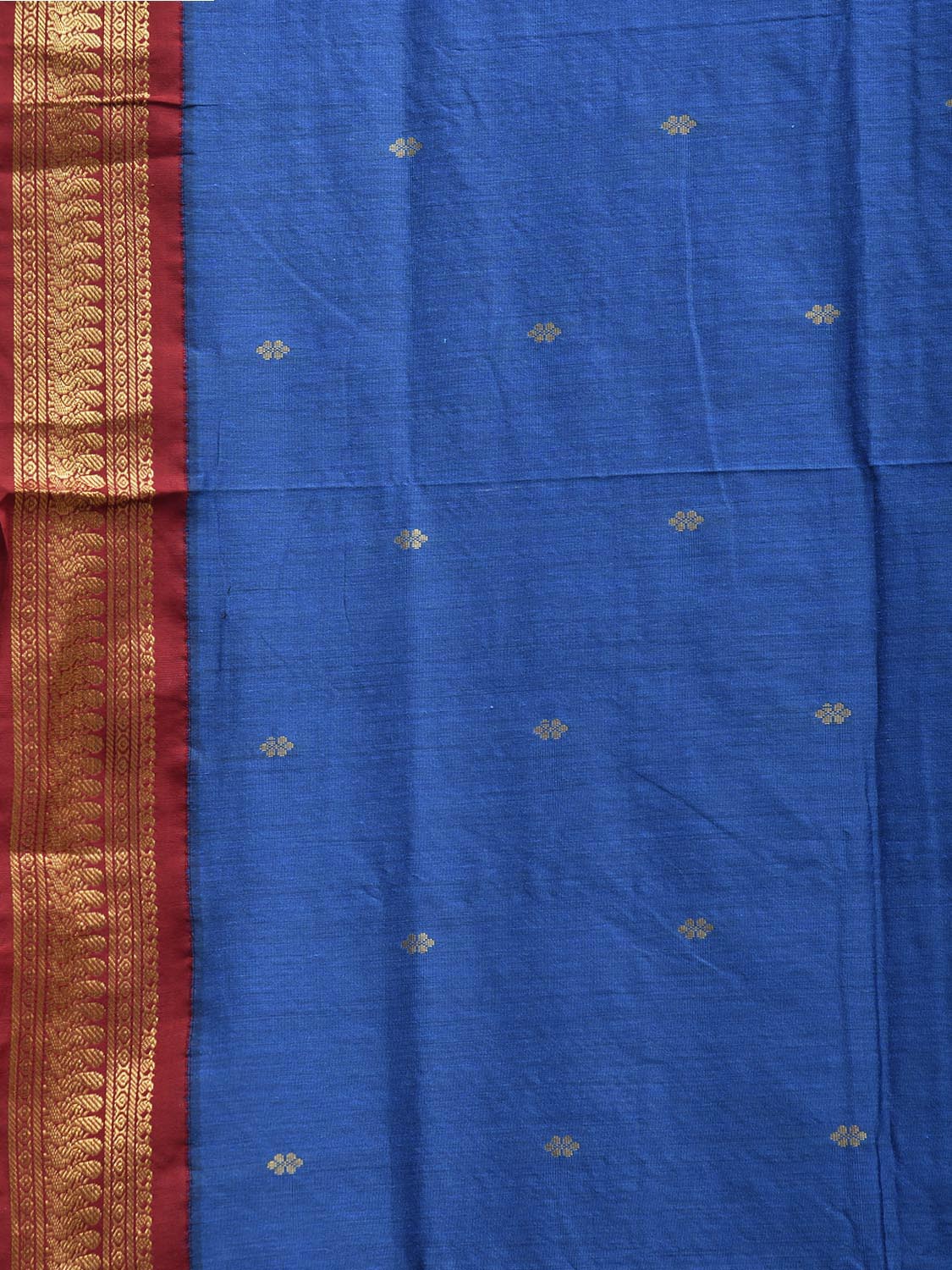 Blue and Maroon Gadwal Cotton Viscose Saree with Border and Pallu Design g0540