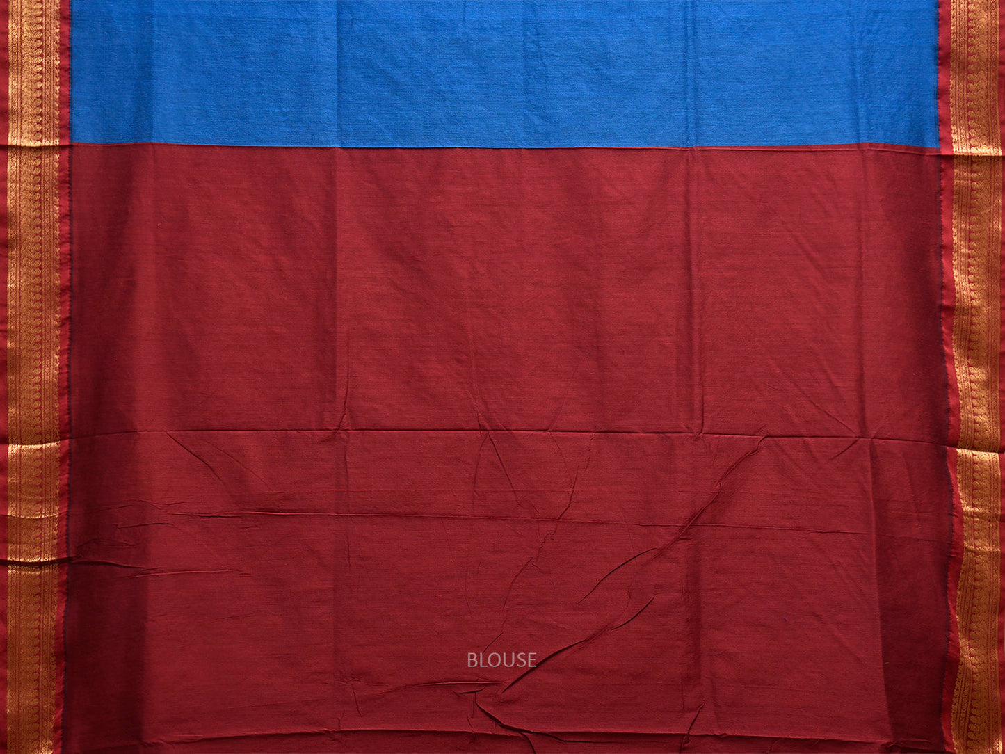 Blue and Maroon Gadwal Cotton Viscose Saree with Border and Pallu Design g0540