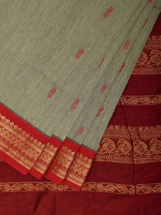 Sea Green and Maroon Gadwal Cotton Viscose Saree with Border and Pallu Design g0541