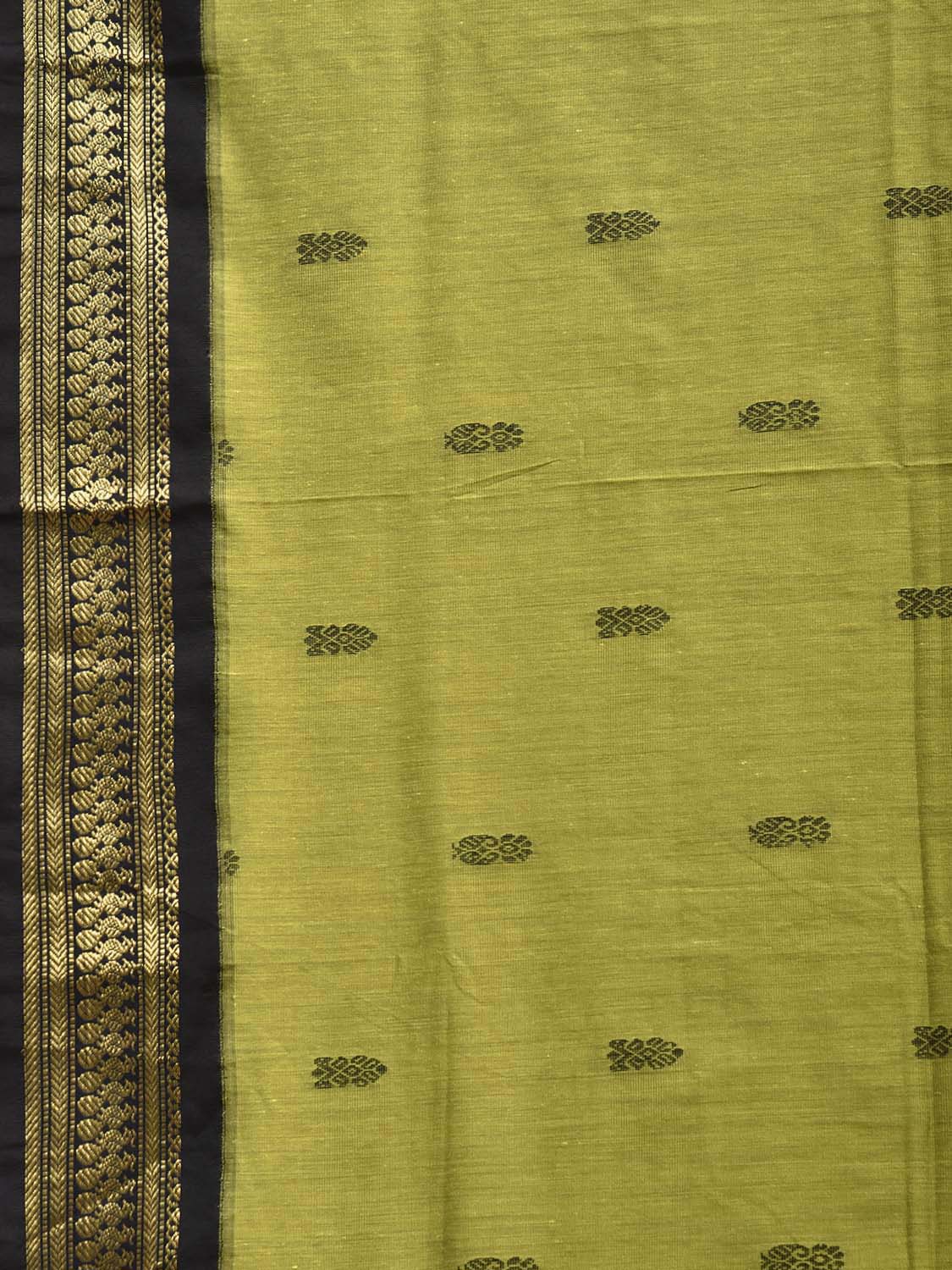 Light Green and Black Gadwal Cotton Viscose Saree with Border and Pallu Design g0542