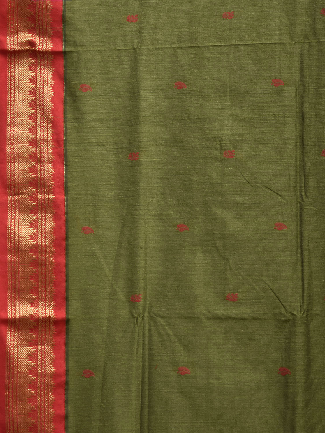 Green and Maroon Gadwal Cotton Viscose Saree with Border and Pallu Design g0543