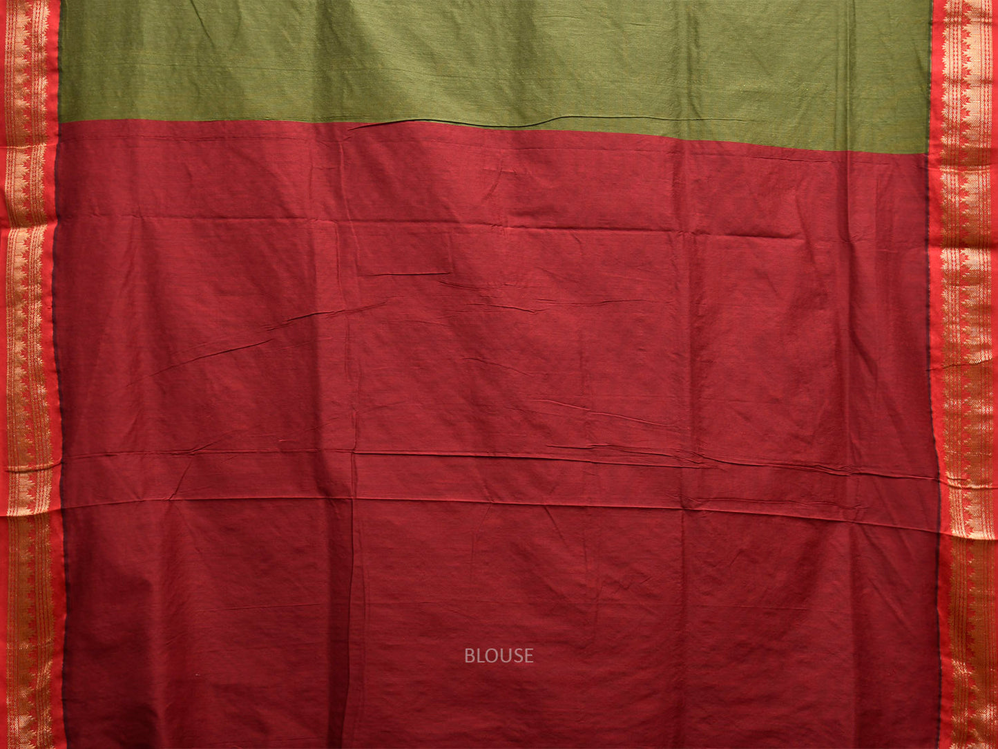 Green and Maroon Gadwal Cotton Viscose Saree with Border and Pallu Design g0543