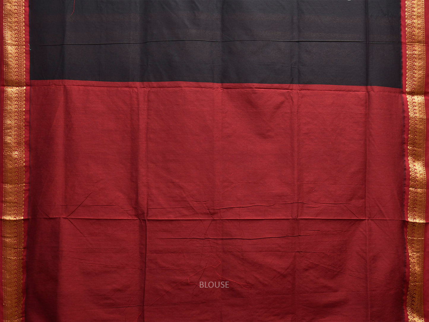 Black and Maroon Gadwal Cotton Viscose Saree with Border and Pallu Design g0544