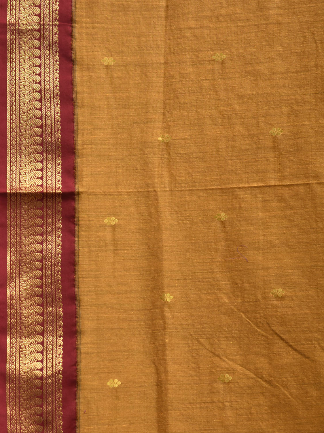 Mustard and Maroon Gadwal Cotton Viscose Saree with Border and Pallu Design g0546