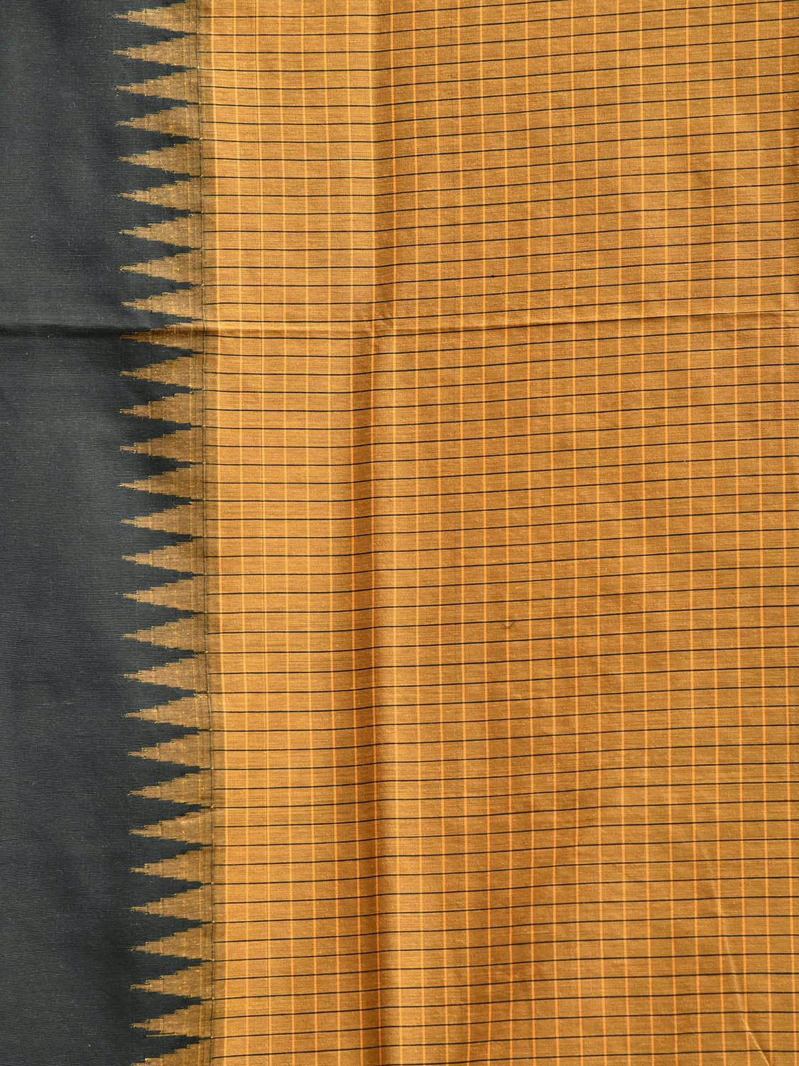 Mustard and Green Gadwal Cotton Viscose Saree with Checks and Pallu Design g0549