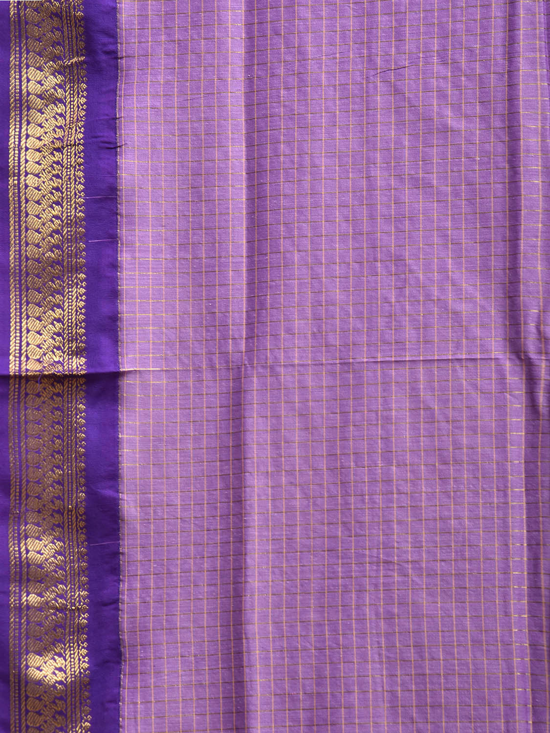 Lavender and Purple Gadwal Cotton Viscose Saree with Checks and Pallu Design g0550