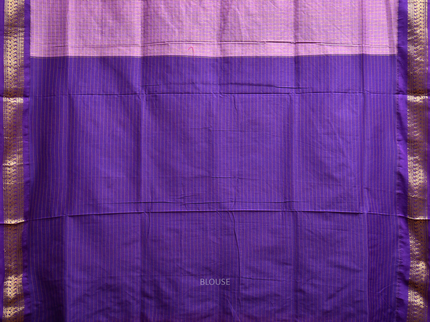 Lavender and Purple Gadwal Cotton Viscose Saree with Checks and Pallu Design g0550