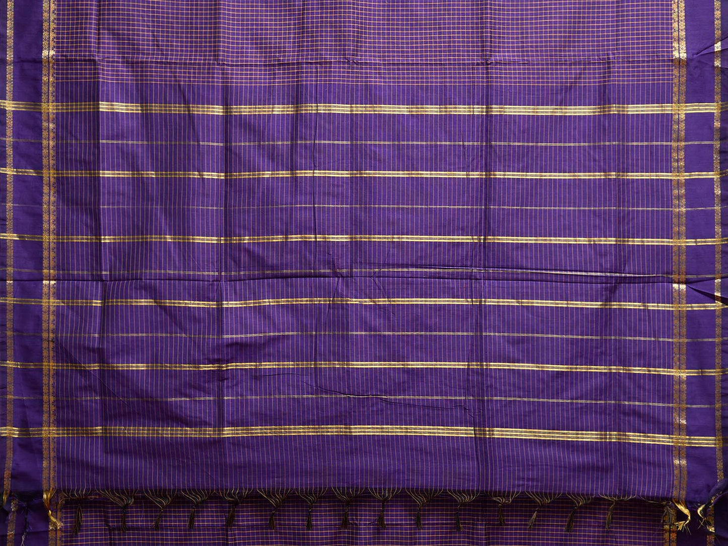 Purple Gadwal Cotton Viscose Saree with Checks and Border Design g0553