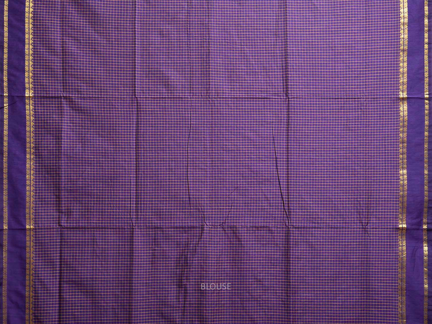 Purple Gadwal Cotton Viscose Saree with Checks and Border Design g0553