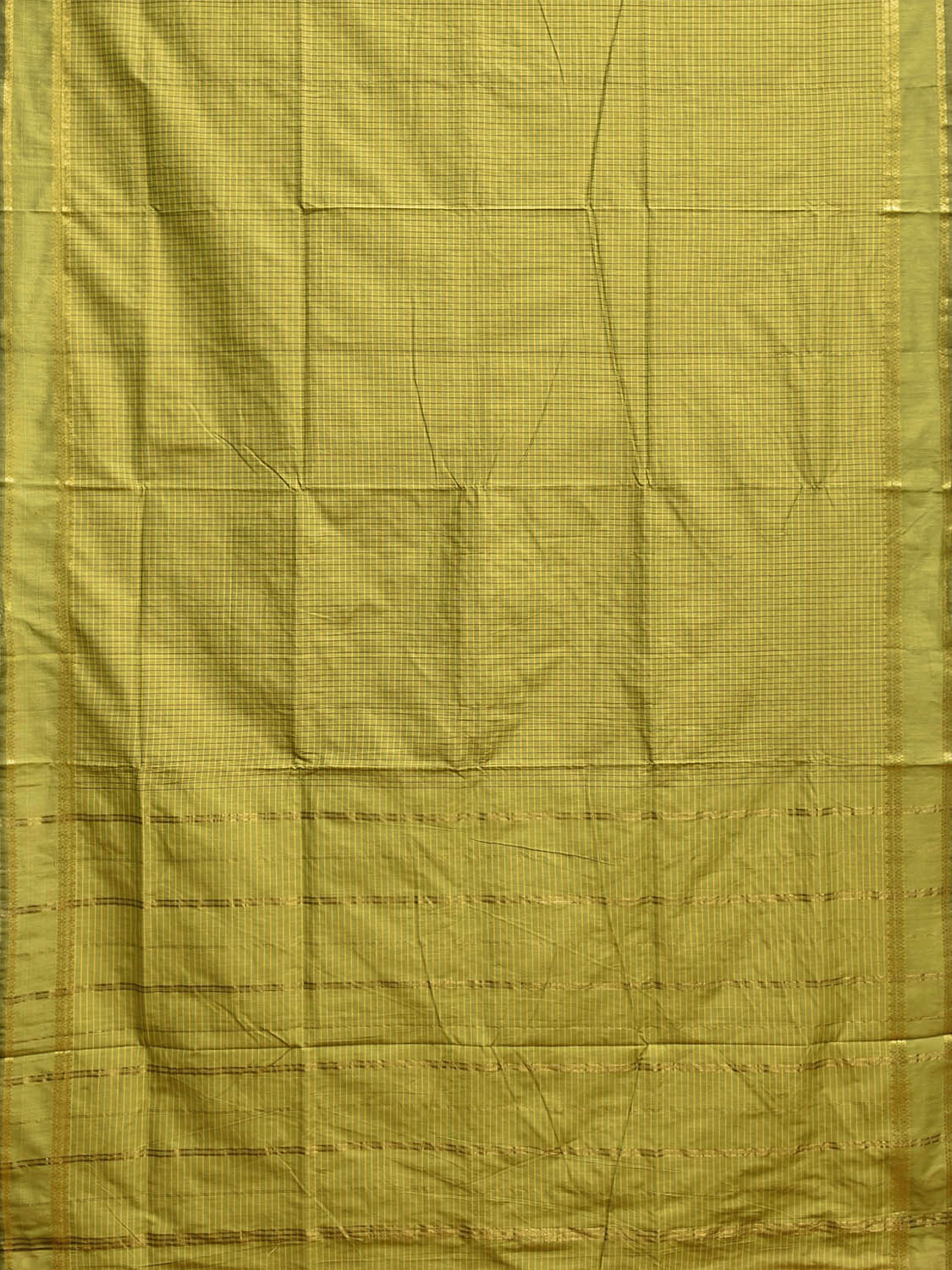 Light Green Gadwal Cotton Viscose Saree with Checks and Border Design g0554