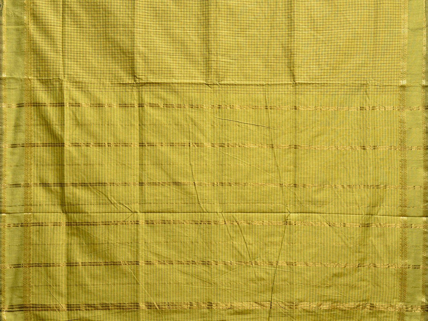 Light Green Gadwal Cotton Viscose Saree with Checks and Border Design g0554