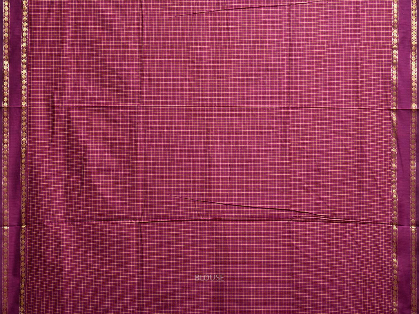 Magenta Gadwal Cotton Viscose Saree with Checks and Border Design g0555