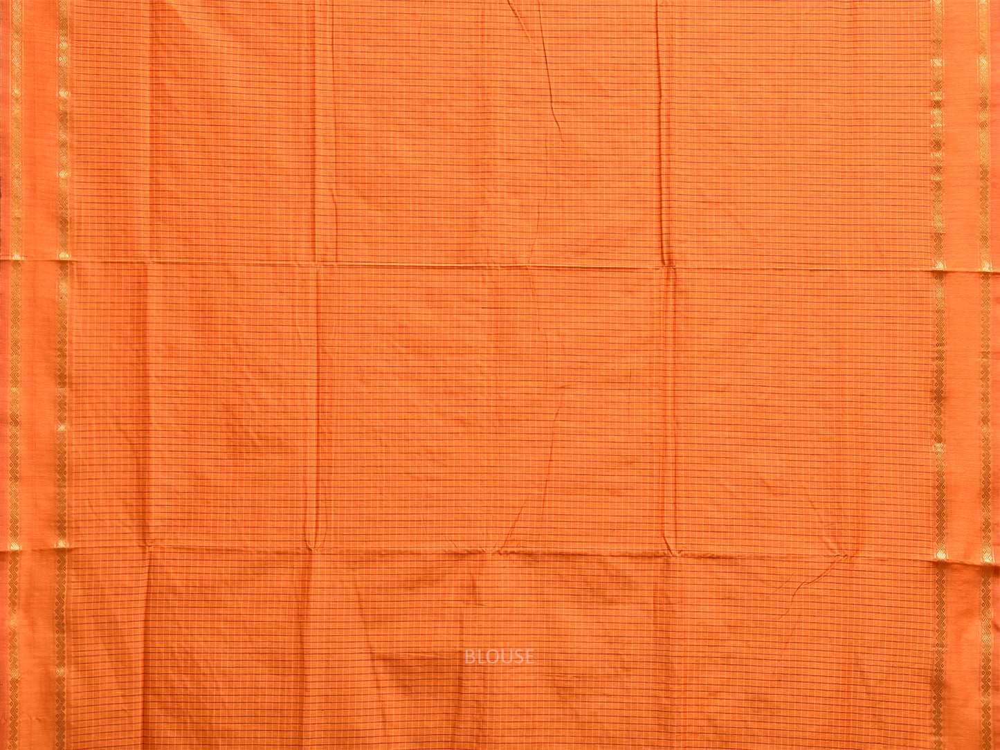 Orange Gadwal Cotton Viscose Saree with Checks and Border Design g0558