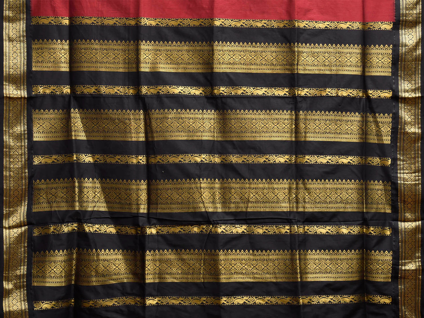 Maroon and Black Gadwal Cotton Viscose Saree with Small Buta and Pallu Design g0562