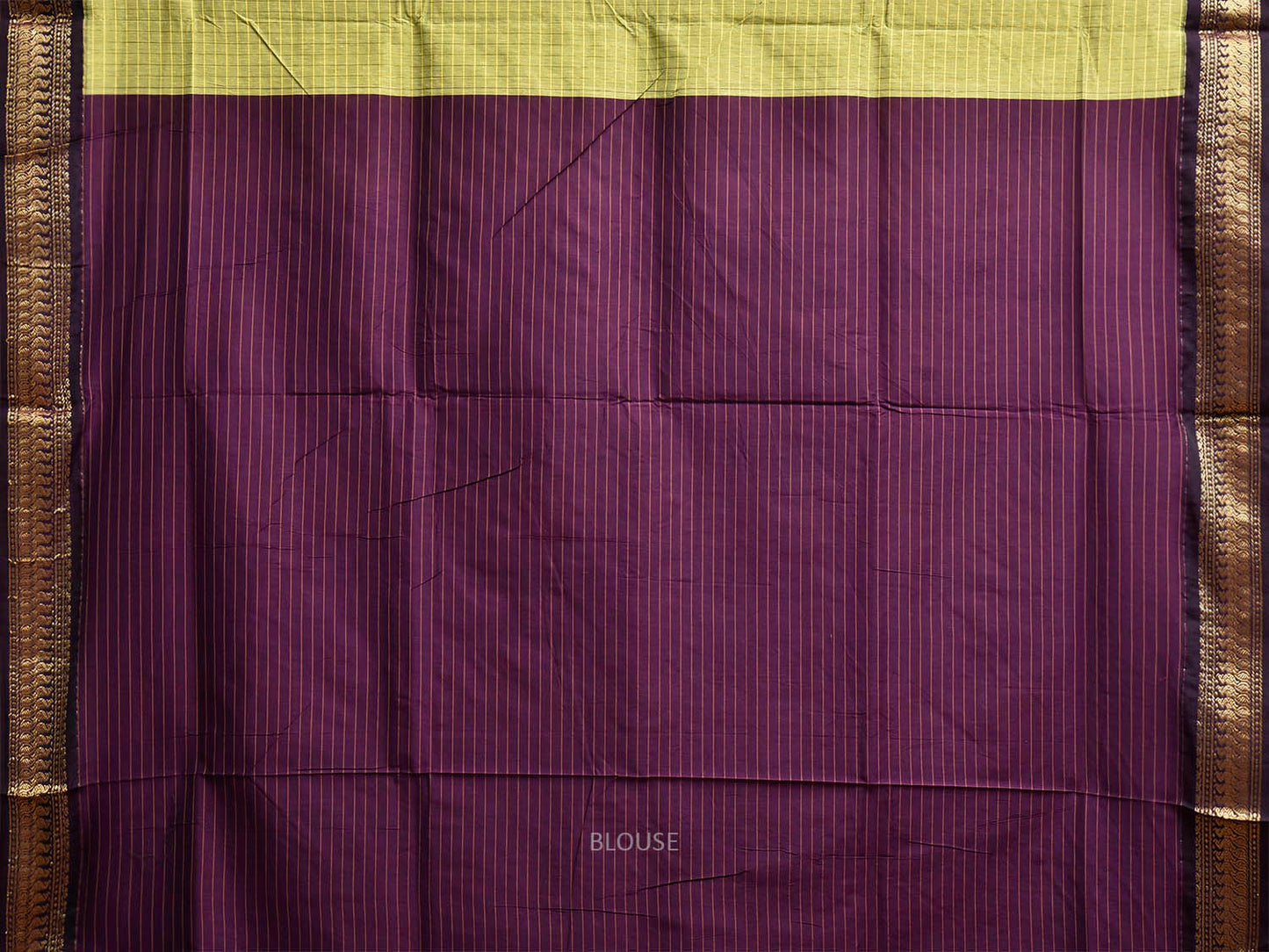 Light Green and Purple Gadwal Cotton Viscose Saree with Checks and Pallu Design g0564