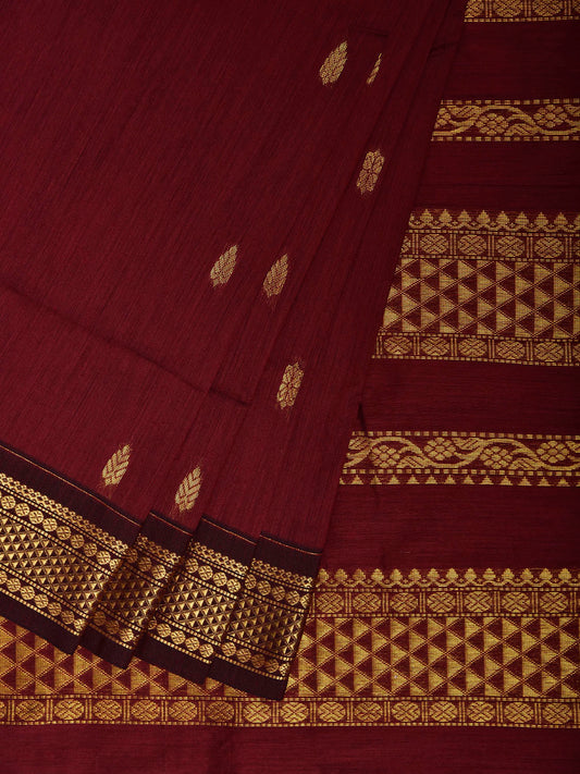 Maroon Gadwal Cotton Viscose Saree with Small Buta and Pallu Design g0565