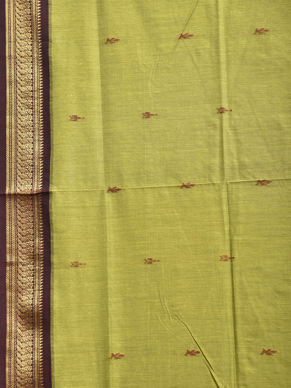 Light Green and Maroon Gadwal Cotton Viscose Saree with Border and Pallu Design g0579