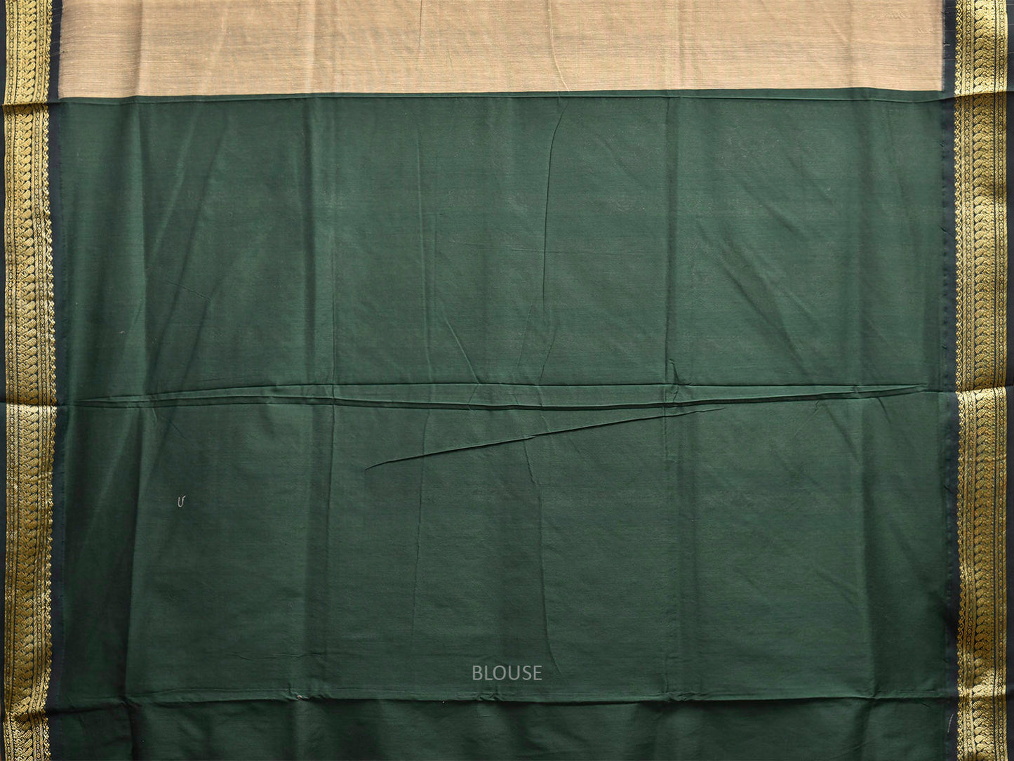 Cream and Green Gadwal Cotton Viscose Saree with Border and Pallu Design g0580