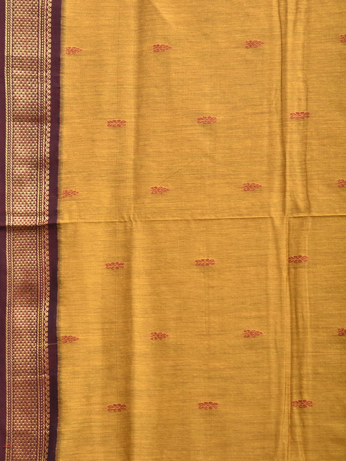 Mustard and Red Gadwal Cotton Viscose Saree with Border and Pallu Design g0581