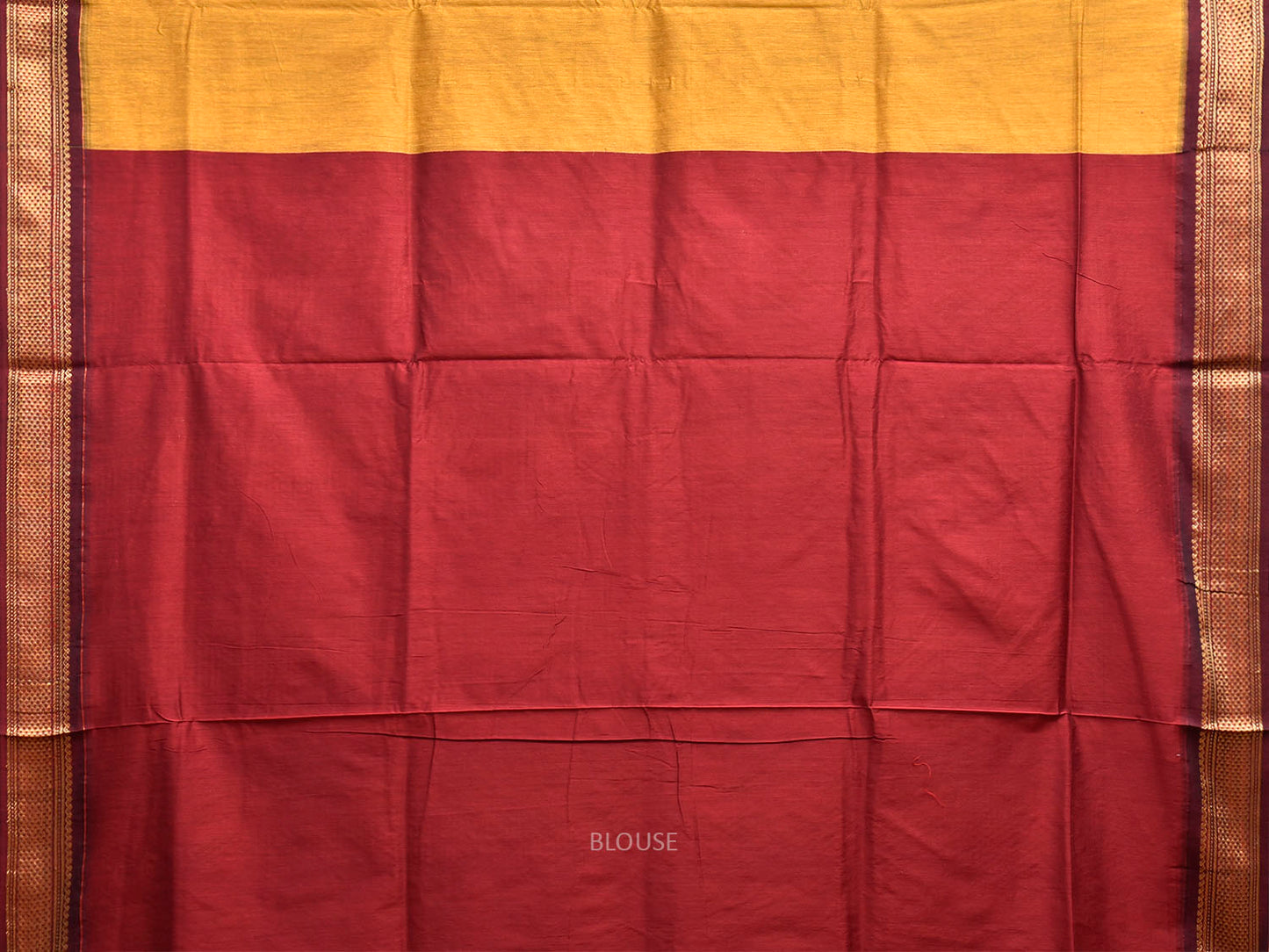 Mustard and Red Gadwal Cotton Viscose Saree with Border and Pallu Design g0581