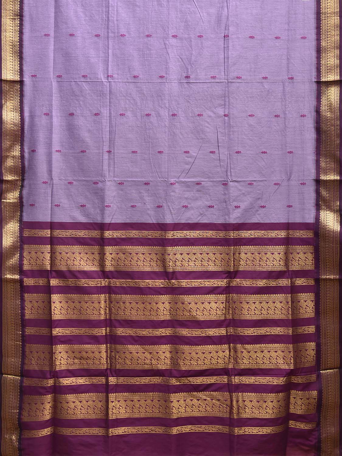 Lavender and Purple Gadwal Cotton Viscose Saree with Border and Pallu Design g0582