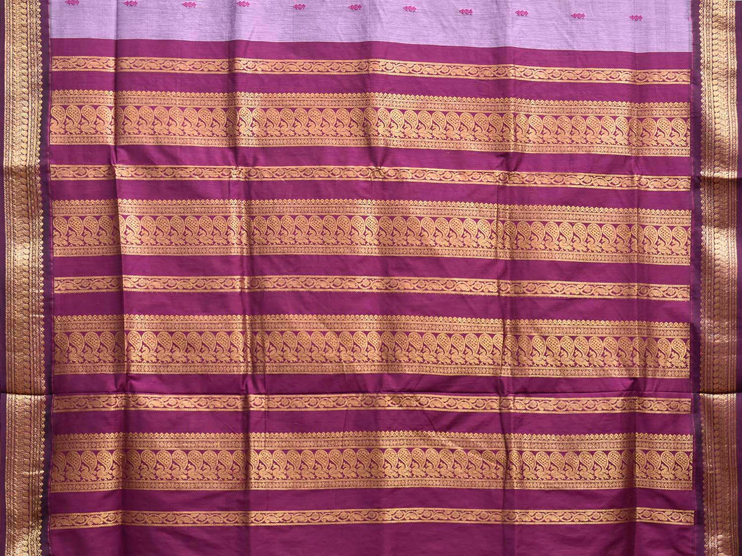 Lavender and Purple Gadwal Cotton Viscose Saree with Border and Pallu Design g0582