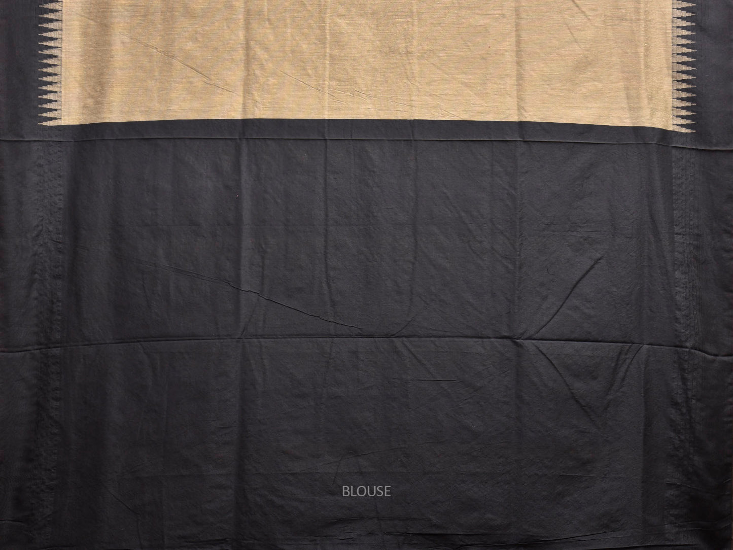 Cream and Black Gadwal Cotton Viscose Saree with Temple Border Design g0585