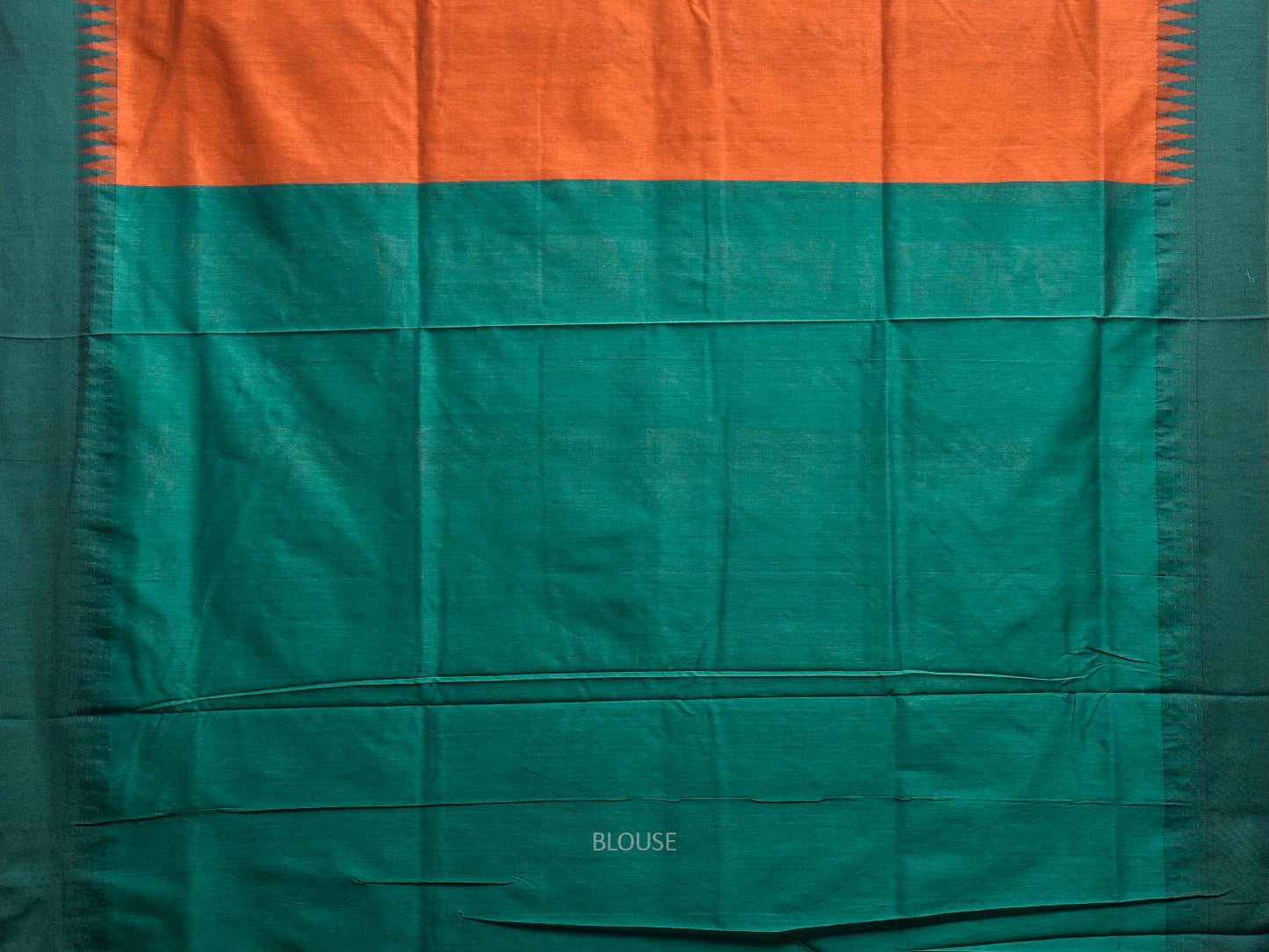 Orange and Green Gadwal Cotton Viscose Saree with Temple Border Design g0588