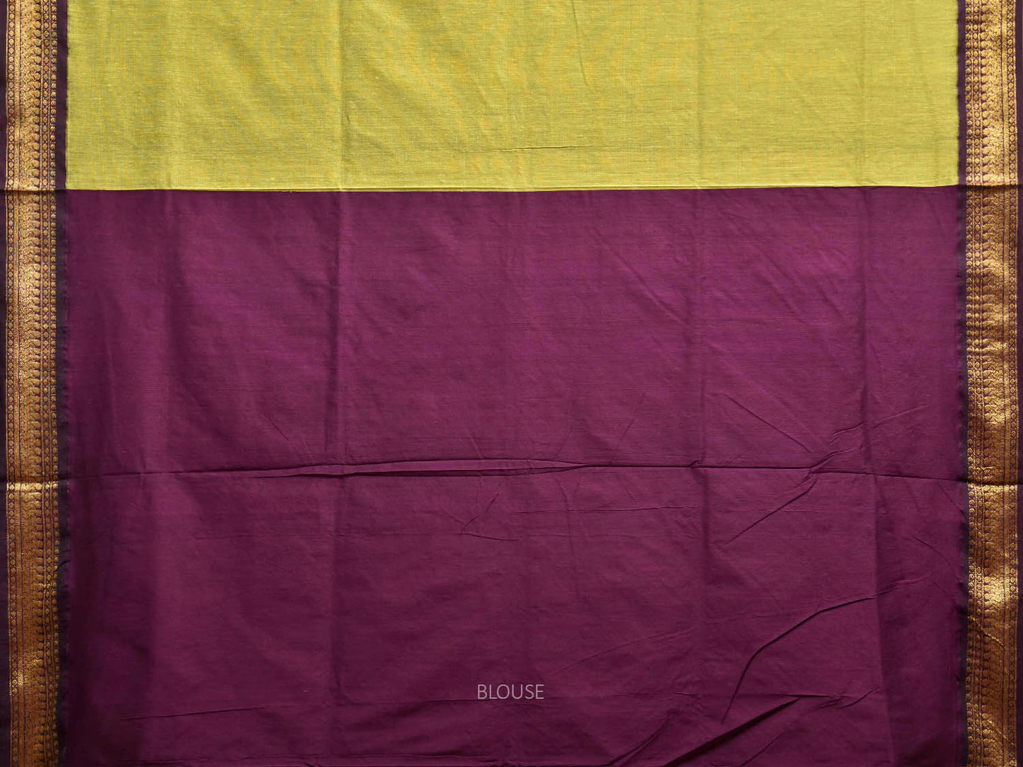 Light Green and Purple Gadwal Cotton Viscose Saree with Pallu and Border Design g0590