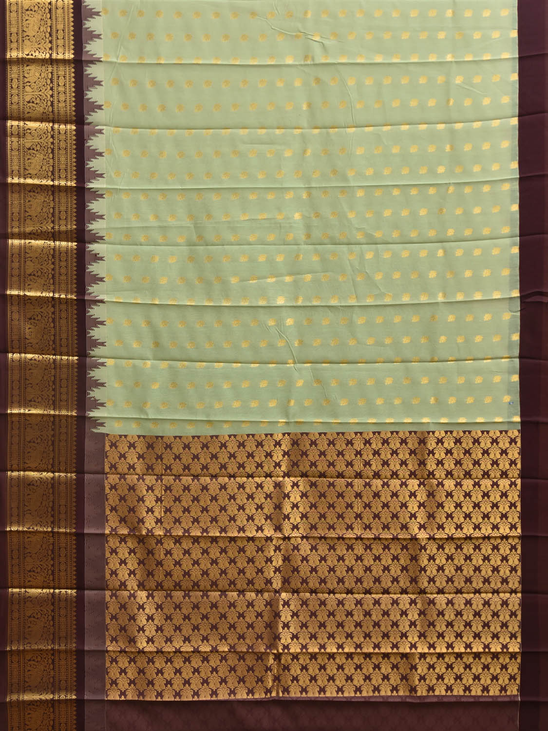 Sea Green and Maroon Gadwal Cotton Viscose Saree with Border and Pallu Design g0593