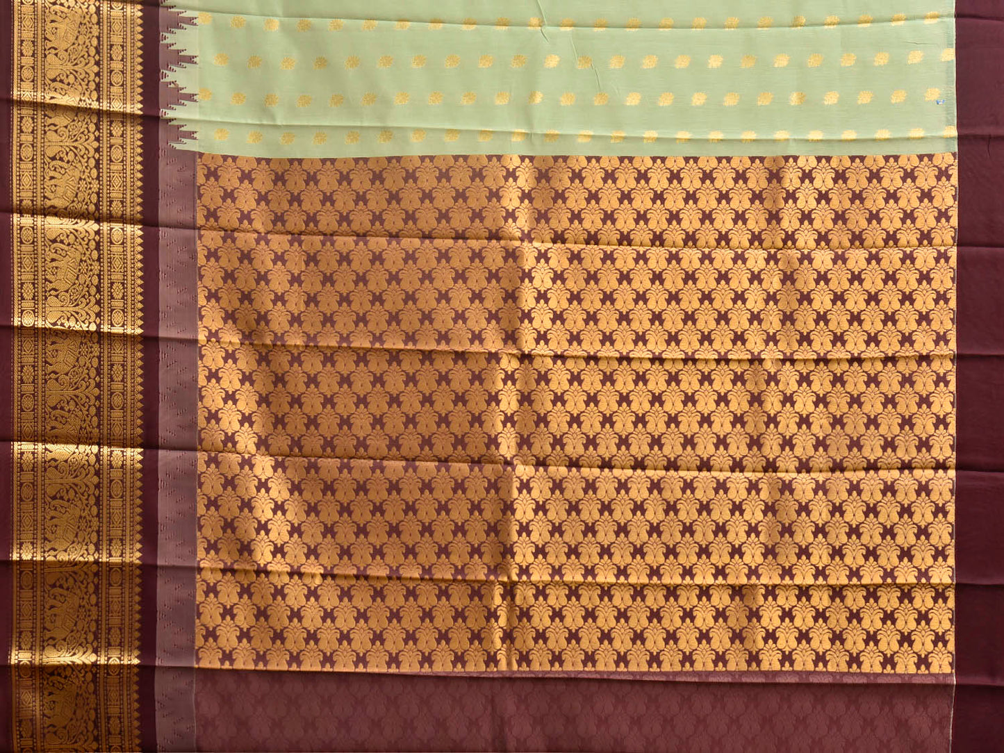 Sea Green and Maroon Gadwal Cotton Viscose Saree with Border and Pallu Design g0593