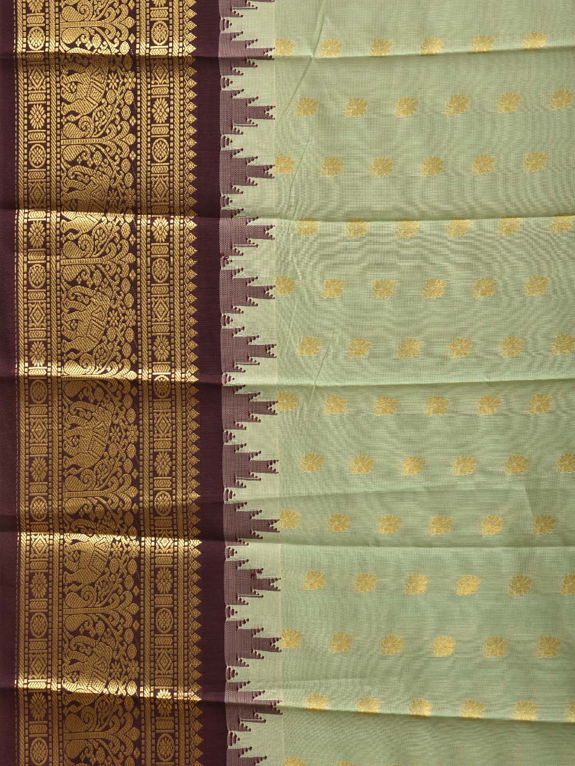 Sea Green and Maroon Gadwal Cotton Viscose Saree with Border and Pallu Design g0593