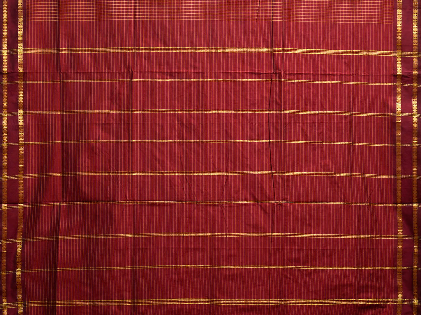 Dark Red Gadwal Cotton Viscose Saree with Checks and Body Border Design g0595
