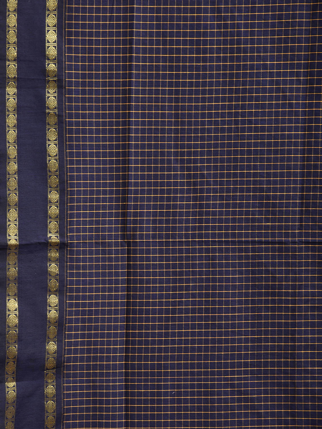 Navy Gadwal Cotton Viscose Saree with Checks and Body Border Design g0598