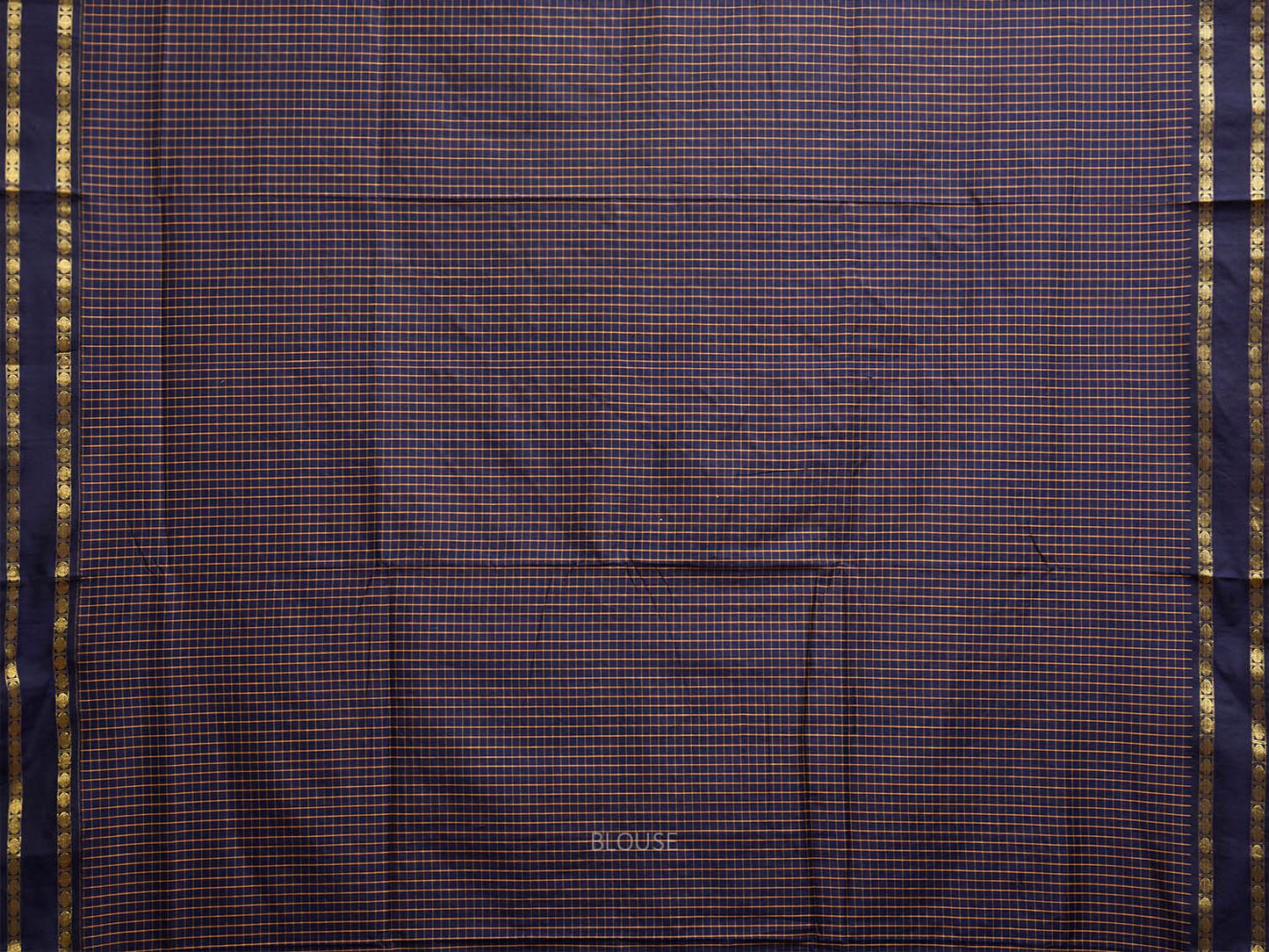 Navy Gadwal Cotton Viscose Saree with Checks and Body Border Design g0598