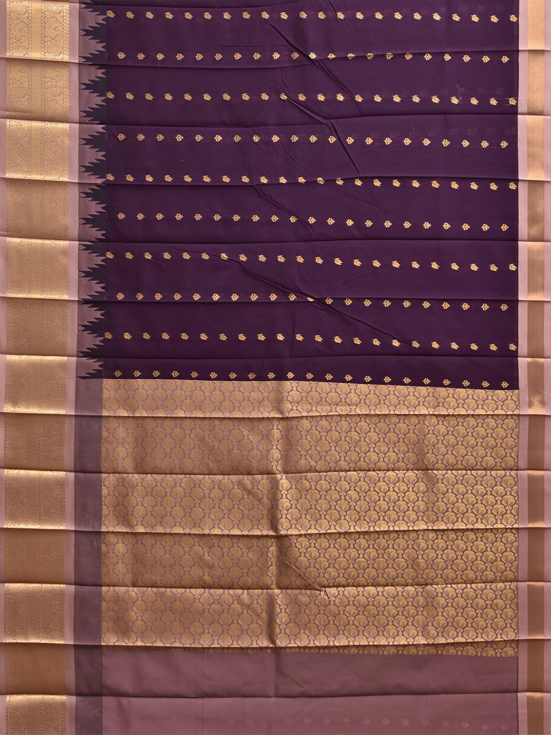 Purple and Light Pink Gadwal Cotton Viscose Saree with Temple Border and Pallu Design g0608