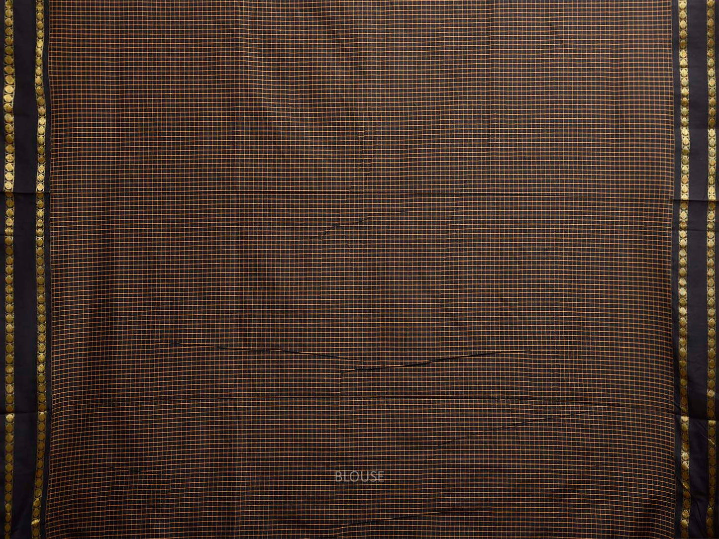 Black Gadwal Cotton Viscose Saree with Checks and Doby Border Design g0615