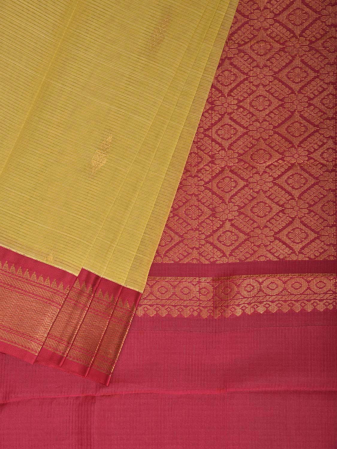 Yellow and Pink Gadwal Cotton Body Viscose Border Saree with Pallu Design g0616