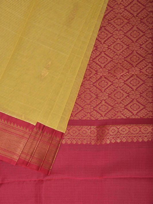 Yellow and Pink Gadwal Cotton Body Viscose Border Saree with Pallu Design g0616