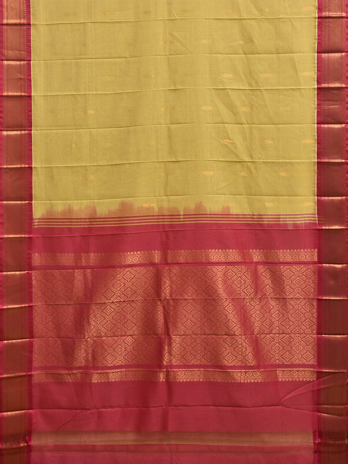 Yellow and Pink Gadwal Cotton Body Viscose Border Saree with Pallu Design g0616