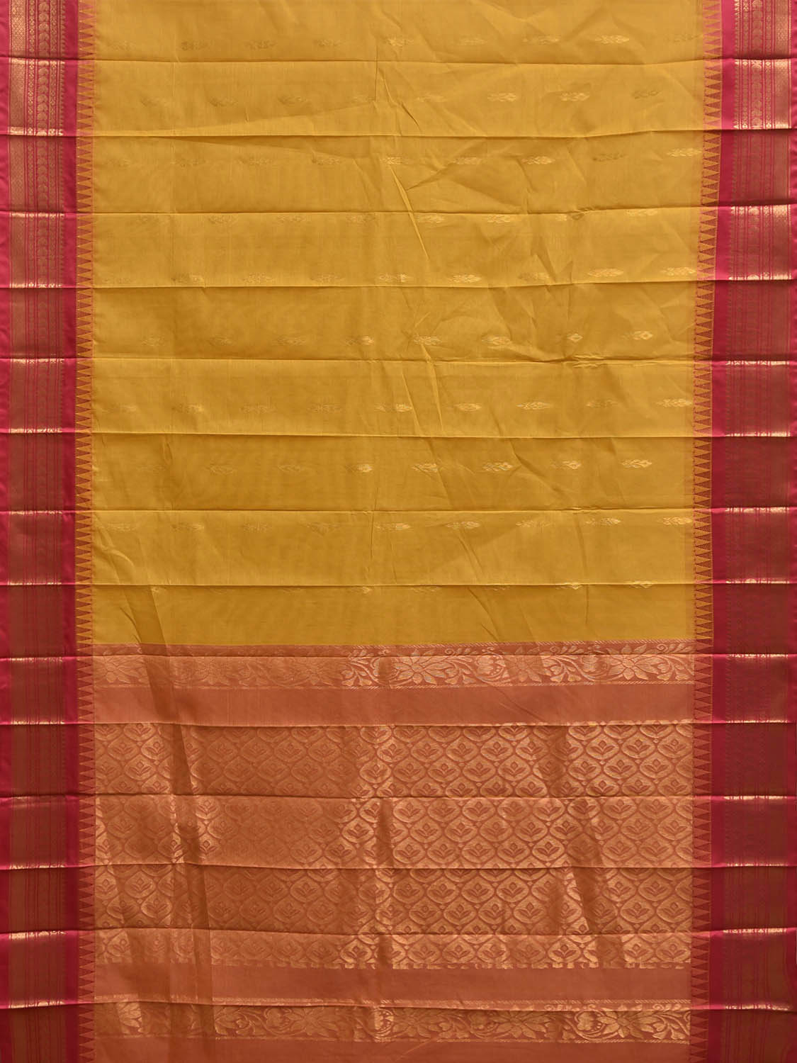 Yellow and Pink Gadwal Cotton Body Viscose Border Saree with Pallu Design g0618