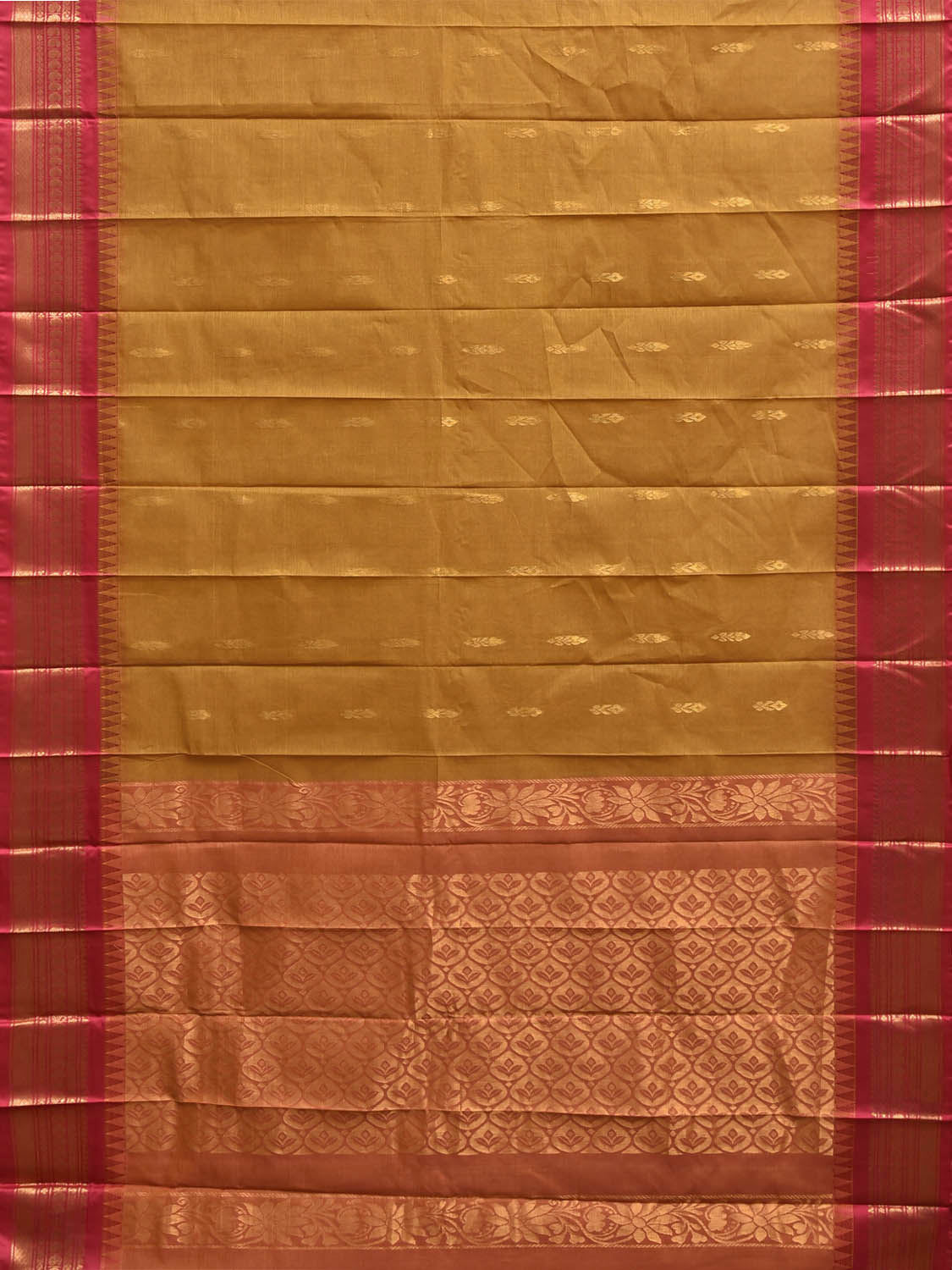 Mustard and Pink Gadwal Cotton Body Viscose Border Saree with Pallu Design g0620