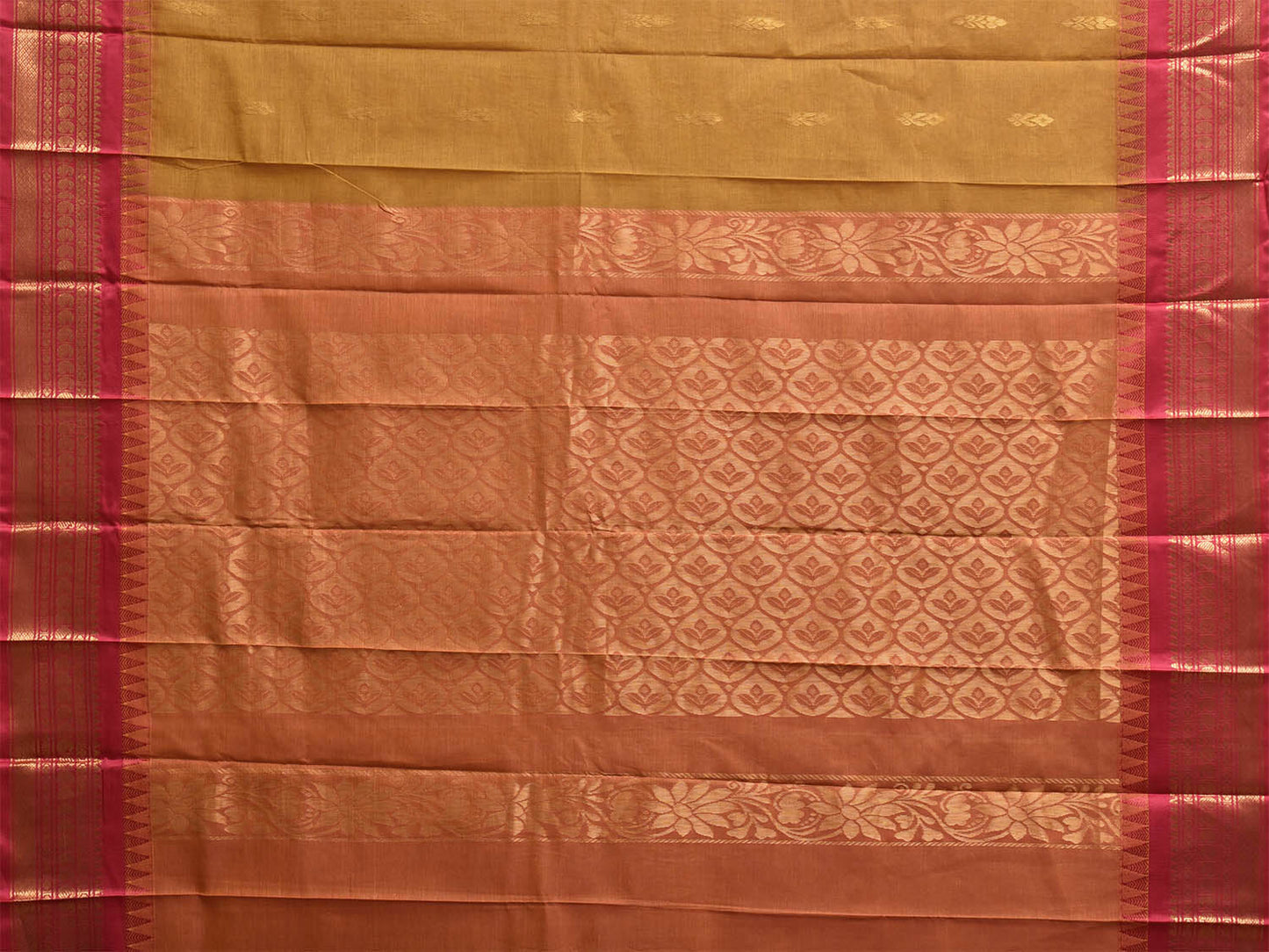 Mustard and Pink Gadwal Cotton Body Viscose Border Saree with Pallu Design g0620